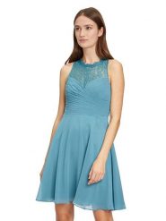 Vera Mont Sukienka w kolorze niebieskim rozmiar: 46. Niebieskie sukienki damskie Vera Mont, bez wzorów, z koronki, bez kołnierzyka, bez ramiączek, midi. Za 156.98 zł.