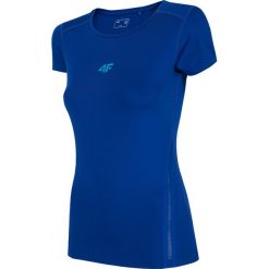 Koszulka treningowa damska TSDF201 - kobalt. T-shirty damskie 4f, bez wzorów, z materiału, bez kołnierzyka. W wyprzedaży za 49.99 zł.