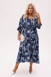 Sukienka Noelia - Ocean - we wzór kół o głębokich odcieniach granatu i niebieskiego PLUS SIZE XXL OVERSIZE. Niebieskie sukienki damskie Moda Size Plus Iwanek, do pracy, na lato, plus size, bez wzorów, z materiału, biznesowe, bez kołnierzyka, plus size, bez ramiączek, mini, oversize. Za 349.90 zł.
