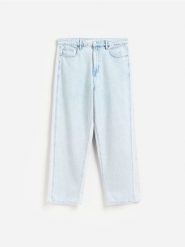 Jeansy baggy tapered - niebieski. Niebieskie jeansy męskie Reserved. Za 159.99 zł.
