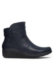 Go Soft Botki WI16-JANE ZULA-02 Granatowy. Niebieskie botki damskie GO SOFT, ze skóry, bez obcasa, na płaskiej podeszwie, bez zapięcia. Za 249.99 zł.