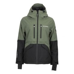 Damska kurtka wodoodporna Peak Mountain Acesna. Zielone kurtki narciarskie i snowboardowe damskie Peak Mountain, bez wzorów, bez kaptura, narciarskie. Za 992.95 zł.