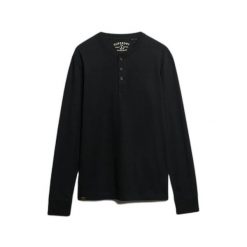 Koszulka z długim rękawem Superdry Classic Essential Grandad. Czarne koszulki męskie z długim rękawem Superdry., xl, prążkowane. Za 180.30 zł.