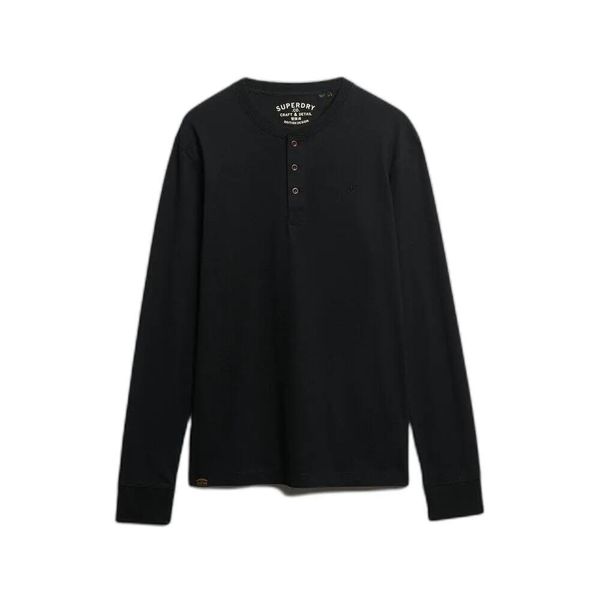 Koszulka z długim rękawem Superdry Classic Essential Grandad. Czarne koszulki męskie z długim rękawem Superdry., xl, prążkowane. Za 180.30 zł.