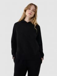 4F Bluza dresowa nierozpinana z kapturem damska - czarna XL. Czarne bluzy sportowe damskie 4f, xl, z bawełny. Za 129.99 zł.