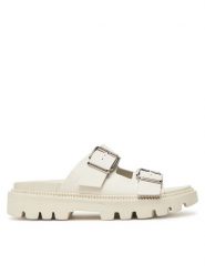 Tommy Jeans Klapki Tjw Double Strap Sandal EN0EN02753 Biały. Białe klapki damskie Tommy Jeans, bez wzorów, z jeansu, bez obcasa. Za 339.99 zł.