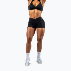 Spodenki treningowe damskie NEBBIA Strong Beauty. Czarne spodenki sportowe damskie Nebbia, bez wzorów, z elastanu, eleganckie. Za 250.35 zł.