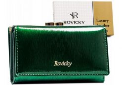 Portfel damski Rovicky RH-23-1-SH zielony. Zielone portfele damskie ROVICKY, bez wzorów, ze skóry. Za 95.99 zł.