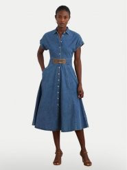 LAUREN RALPH LAUREN Sukienka jeansowa 250963908001 Niebieski Regular Fit. Niebieskie sukienki damskie Lauren Ralph Lauren, bez wzorów, z bawełny, bez kołnierzyka, bez ramiączek. Za 969.99 zł.