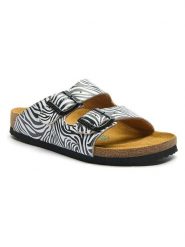 Comfortfusse Skórzane klapki w kolorze biało-czarnym rozmiar: 39. Białe klapki damskie Comfortfusse, bez wzorów, bez obcasa. Za 260.99 zł.