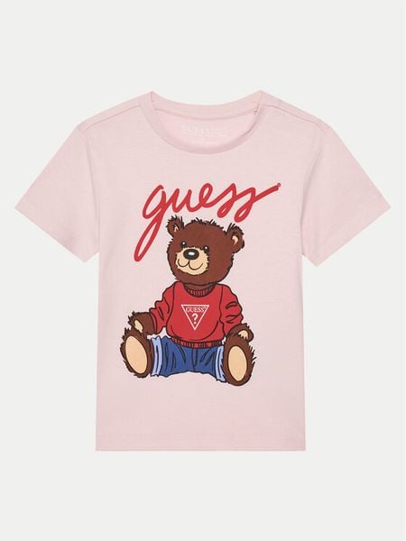 Guess T-Shirt H4BT01 I3Z14 Różowy Regular Fit. Czerwone koszulki dziewczęce Guess, z aplikacjami, z bawełny, bez ramiączek. Za 79.99 zł.