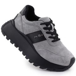 Skórzane półbuty damskie sneakersy na platformie szare Filippo DP6785. Szare półbuty damskie Filippo, bez wzorów, ze skóry, sportowe, bez obcasa, na platformie. Za 179.99 zł.