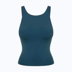 Koszulka do jogi damska JoyInMe Release. Niebieskie bluzki sportowe damskie Joy in me, z elastanu, bez kołnierzyka, bez ramiączek. Za 289.99 zł.