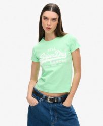 Dopasowana koszulka graficzna Neon Vl. Zielone t-shirty damskie Superdry., xs, bez wzorów, z bawełny, bez kołnierzyka. Za 159.30 zł.