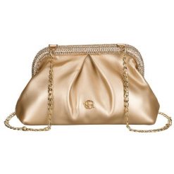 Kopertówka damska ze skóry ekologicznej w złotym kolorze - Rovicky. Żółte torebki wieczorowe ROVICKY, bez wzorów, ze skóry ekologicznej, wizytowe, bez kołnierzyka, bez ramiączek. Za 97.99 zł.