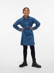 Vero Moda Girl Sukienka "Elillia" w kolorze niebieskim rozmiar: 158. Niebieskie sukienki dziewczęce Vero Moda Girl, bez wzorów, z bawełny, bez ramiączek. Za 101.23 zł.