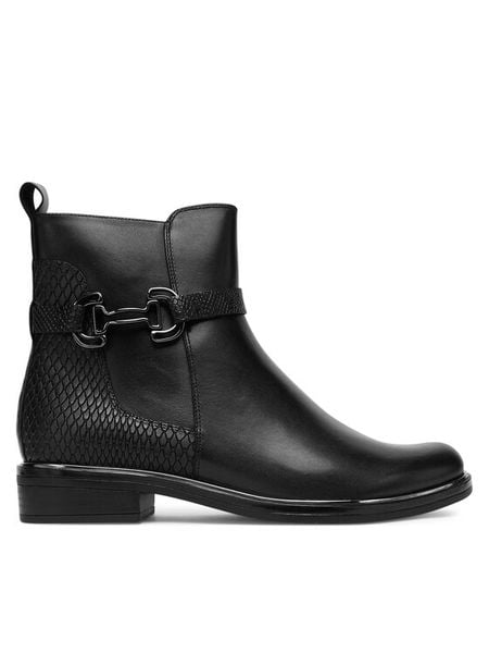 Caprice Botki 9-25312-45 Czarny. Czarne botki damskie Caprice, ze skóry, bez obcasa, na płaskiej podeszwie, bez zapięcia. Za 589.99 zł.