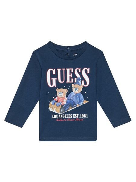 Guess Bluzka I5BI00I3Z14 Niebieski Regular Fit. Niebieskie t-shirty chłopięce Guess, z aplikacjami, z bawełny, bez ramiączek. Za 49.99 zł.
