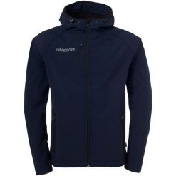 Kurtka softshell Uhlsport Essential. Niebieskie kurtki damskie UHLSPORT, bez wzorów, z materiału, bez kaptura. W wyprzedaży za 432.00 zł.