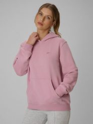 4F Bluza dresowa relaxed z kapturem damska - różowa L. Czerwone bluzy z kapturem damskie 4f, l, z bawełny. Za 149.99 zł.