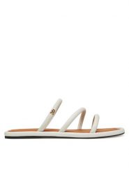 Tommy Hilfiger Klapki Strappy Leather Mule FW0FW08939 Biały. Białe klapki damskie Tommy Hilfiger, bez wzorów, ze skóry, bez obcasa. Za 349.99 zł.