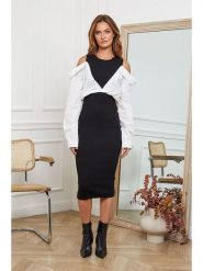 Joséfine Sukienka "Curben" w kolorze czarno-białym rozmiar: M. Białe sukienki damskie Joséfine, m, bez wzorów, prążkowane, bez kołnierzyka, bez ramiączek, maxi. Za 173.99 zł.