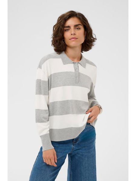 Kaffe Sweter w kolorze kremowo-szarym rozmiar: L. Brązowe swetry klasyczne damskie Kaffe, l, bez kołnierzyka. Za 132.05 zł.