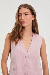 Kamizelka w delikatne paski różowa. Czerwone kamizelki damskie MOODO, l, z elastanu. Za 119.99 zł.