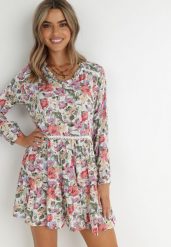 Biało-Różowa Sukienka Appitrite. Białe sukienki damskie Born2be, na co dzień, l, bez wzorów, z koronki, bez kołnierzyka, bez ramiączek, mini, rozkloszowane. Za 39.99 zł.