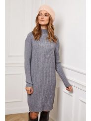 Joséfine Sukienka dzianinowa "Doumbia" w kolorze szarym rozmiar: XL. Szare sukienki damskie Joséfine, na co dzień, xl, bez wzorów, z dzianiny, bez kołnierzyka, bez ramiączek, midi, proste. Za 140.53 zł.
