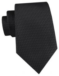Męski Krawat Alties - Czarny z Delikatną Fakturą Tkaniny. Czarne krawaty i muchy męskie Alties, bez wzorów, z tkaniny, eleganckie. Za 55.00 zł.
