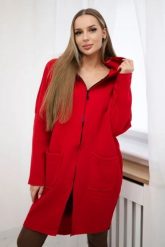 Bluza ocieplana rozpinana z dłuższym tyłem czerwona. Czerwone bluzy z kapturem damskie KESI, l, z bawełny. Za 218.51 zł.