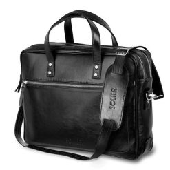Torba skórzana SOLIER SL05 NEWBRIDGE CZARNA. Czarne torby na laptopa damskie bez wzorów, ze skóry. Za 579.00 zł.