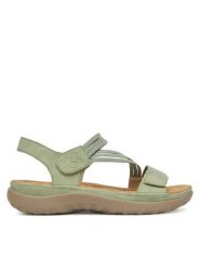Rieker Sandały 64870-52 Zielony jasny. Zielone sandały damskie Rieker, bez wzorów, z materiału, bez obcasa, na płaskiej podeszwie. Za 319.99 zł.