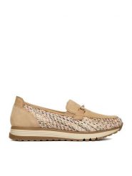 Rieker Półbuty 49042-62 Beżowy. Brązowe półbuty damskie Rieker, bez wzorów, ze skóry, bez obcasa, na płaskiej podeszwie. Za 369.99 zł.