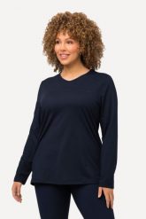Damskie Bluzka narciarska funkcyjna szybkoschnąca komin długi rękaw. Niebieskie bluzki sportowe damskie Ulla Popken, plus size, z elastanu, bez kołnierzyka, bez ramiączek. Za 139.99 zł.