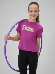 4F Koszulka sportowa szybkoschnąca dziewczęca - różowa 134/140 (8-10 lat). Czerwone koszulki dziewczęce 4f, bez wzorów, z materiału, bez ramiączek. Za 59.99 zł.