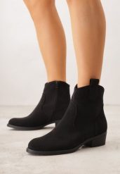 Czarne Botki Ażurowe na Obcasie w Stylu Kowbojek Lalona. Czarne botki damskie Born2be, z dzianiny, bez obcasa, na obcasie, bez zapięcia. Za 129.99 zł.