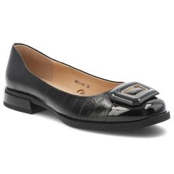 Czarne Baleriny S.Barski Eleganckie Obuwie Damskie. Czarne baleriny damskie S.BARSKI, bez wzorów, z lakierowanej skóry, bez obcasa, na obcasie. Za 219.00 zł.