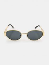 Owalne okulary przeciwsłoneczne w metalowych oprawkach - złoty. Żółte okulary przeciwsłoneczne damskie Sinsay, owalne. Za 19.99 zł.