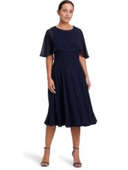 Vera Mont Sukienka w kolorze granatowym rozmiar: 42. Niebieskie sukienki damskie Vera Mont, bez wzorów, bez kołnierzyka, bez ramiączek, midi. Za 245.38 zł.