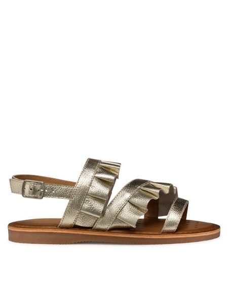 Geox Sandały J Eolie J55BSB 44 C2010 M Złoty. Żółte sandały dziewczęce Geox, ze skóry, bez zapięcia. Za 129.99 zł.