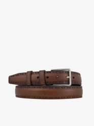 Brązowy pasek ze skóry licowej. Brązowe paski męskie Brawo sp. z o.o., bez wzorów, z denimu, casualowe. Za 129.99 zł.