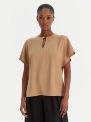 Calvin Klein Top Cdc Ss Hardware LV044E902G Brązowy Regular Fit. Brązowe topy damskie CALVIN KLEIN, s, bez wzorów, z syntetyku, bez ramiączek. Za 329.99 zł.