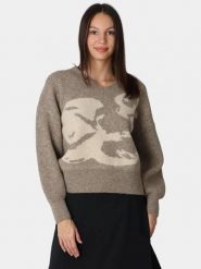 Sweter damski Luhta Elijoki. Brązowe swetry klasyczne damskie Luhta, s, z materiału, bez kołnierzyka. Za 399.00 zł.
