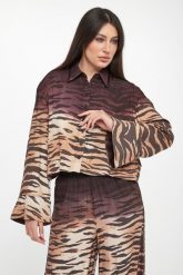 Koszula damska ze zwierzęcym wzorem Cordelia PINKO. Koszule damskie Pinko, bez wzorów, bez kołnierzyka, bez ramiączek. Za 1,199.00 zł.