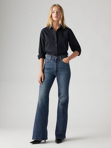 Levi's Dżinsy "Ribcage" - Flared fit - w kolorze granatowym rozmiar: W26/L32. Niebieskie jeansy damskie Levi's, z podwyższonym stanem. Za 224.95 zł.