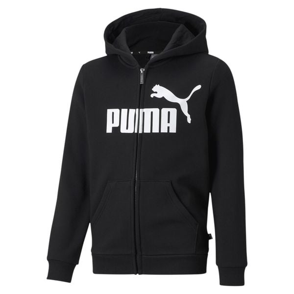 Młodzieżowa bluza z kapturem z dużym logo Essentials PUMA Black. Czarna bluzy z kapturem męskie Puma, m, z bawełny. Za 223.60 zł.