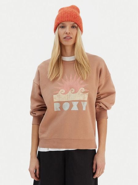 Roxy Bluza ERJFT04874 Brązowy Relaxed Fit. Brązowe bluzy bez kaptura damskie Roxy, xs, z bawełny. Za 105.99 zł.