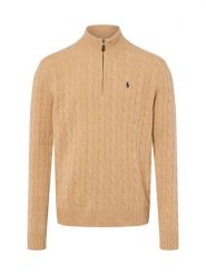 Polo Ralph Lauren koszulka z dzianiny z zawartością kaszmiru Mężczyźni Wełna beżowy, XXL. Brązowe koszulki polo męskie Polo Ralph Lauren, m, bez wzorów, z dzianiny, bez ramiączek. Za 749.95 zł.